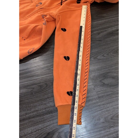 ONE 432 GOTHIC BLACKHEARTS & SAFETY PINS sweatshirt Orange Black Gray size XL - Picture 9 of 12